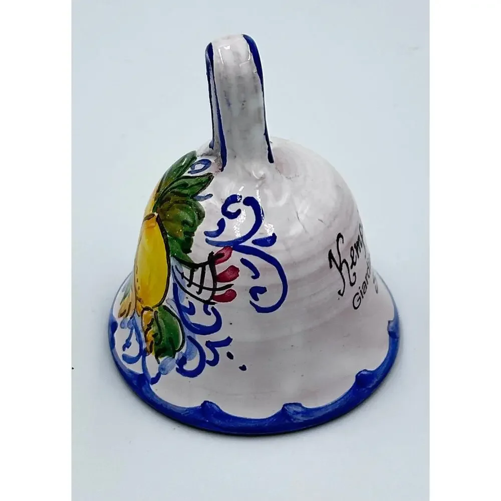Pottery Signed Bell Italian Ceramic Majolica Hand Painted Giardino di Costanza
